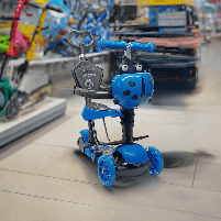 Самокат дитячий Best Scooter "Cosmo zoo" синій, із захистом і батьківською ручкою 69009, фото 5