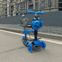 Самокат дитячий Best Scooter "Cosmo zoo" синій, із захистом і батьківською ручкою 69009, фото 4