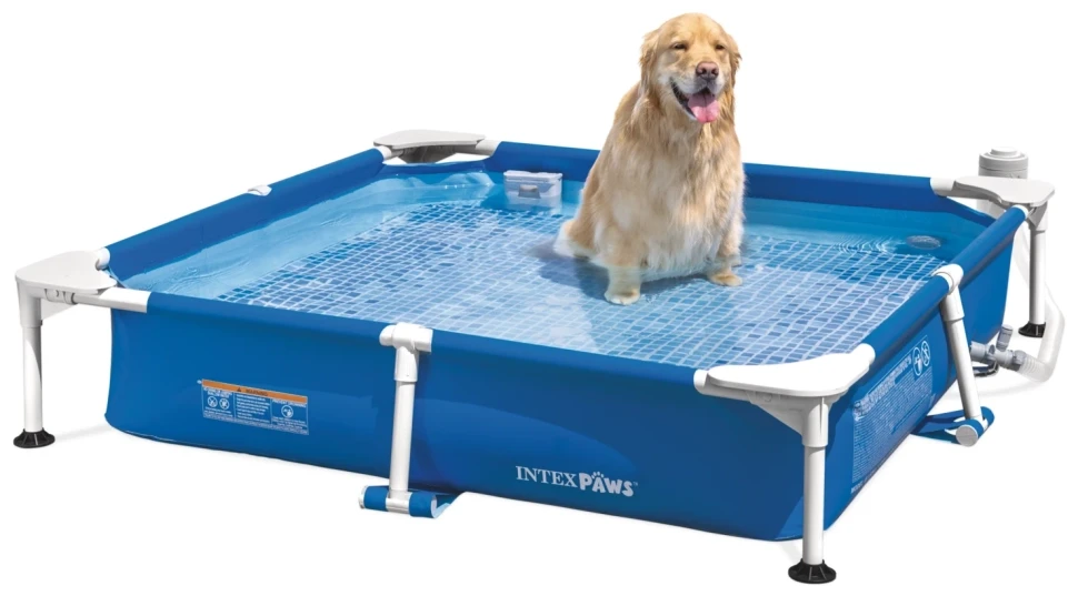 Басейн каркасний квадратний для домашніх тварин (152x152x30,5см, фільтр, тент, скіммер) Intex 48402 NP Синій