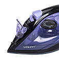 Ручна праска c парою Sokany 1600 Вт з керамічним покриттям для одягу Синій Lugi, фото 8