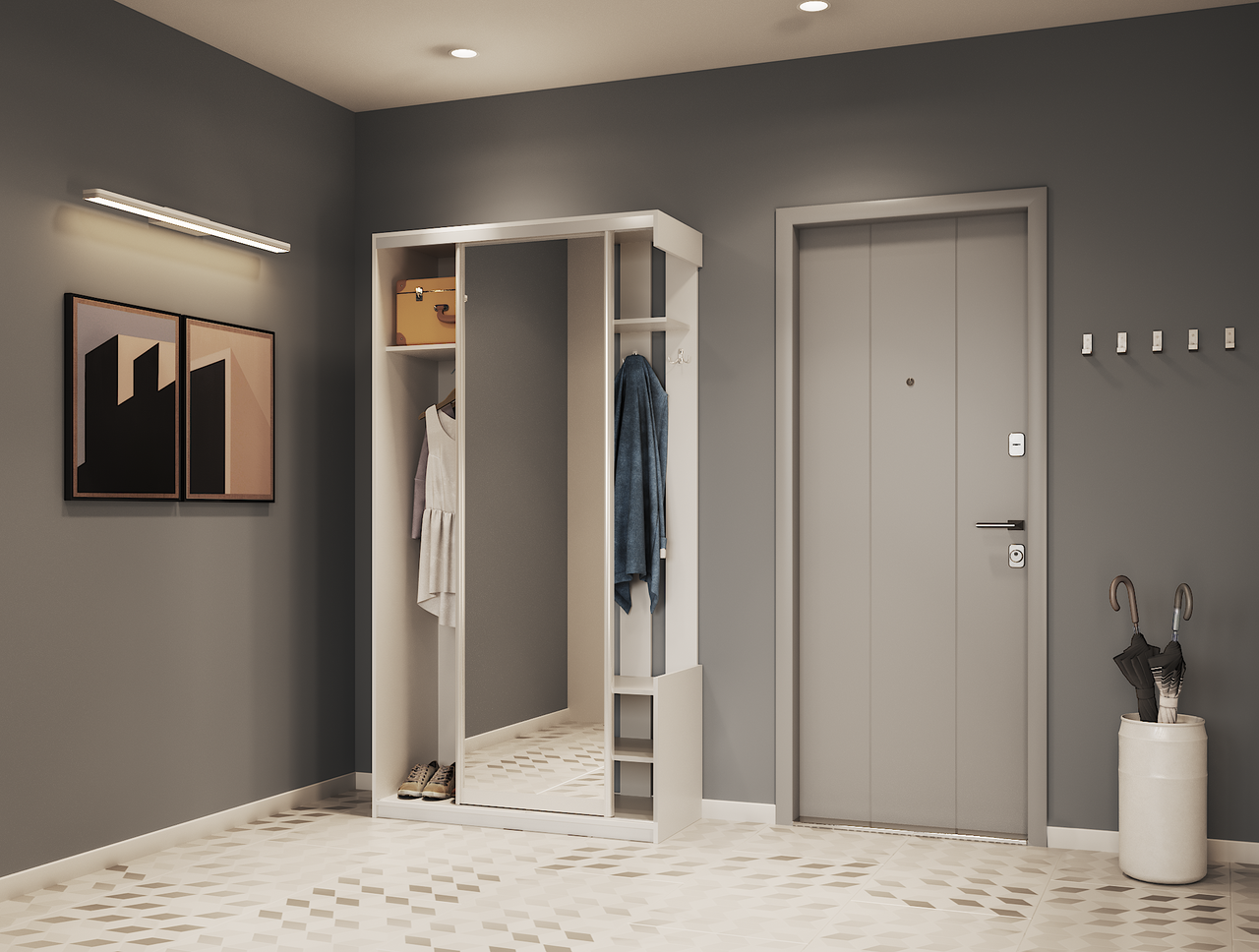 Передпокій Doros City One Door Білий 1 Дзеркало 110х45х210 (44900058)