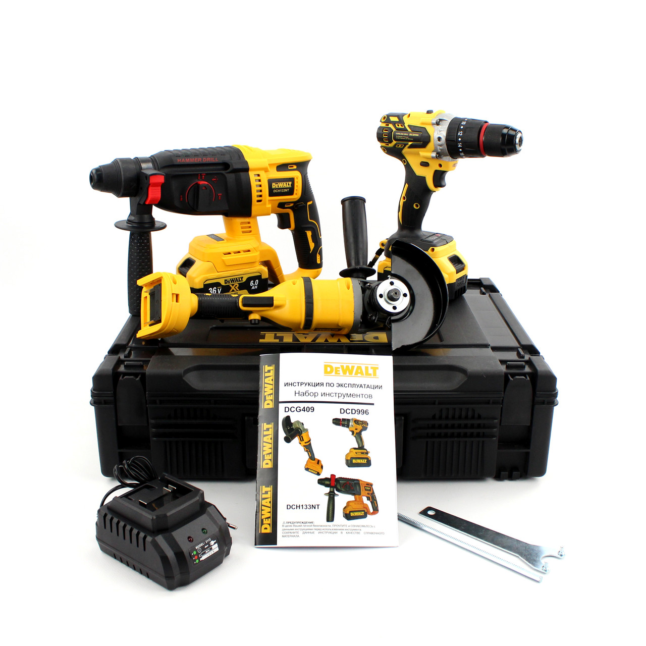 Набір 3в1 АКБ DeWalt 36V (Шуруповерт DCD996 + УШМ DCG409 + перфоратор DCH133NT) Набір 3в1 Деволт