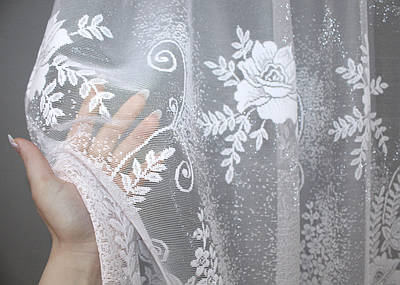Залишок (4,2х1,6м.) тканини з рулону, тюль жакард, колекція "Jac-Od". Колір білий. Код 726ту 00-769