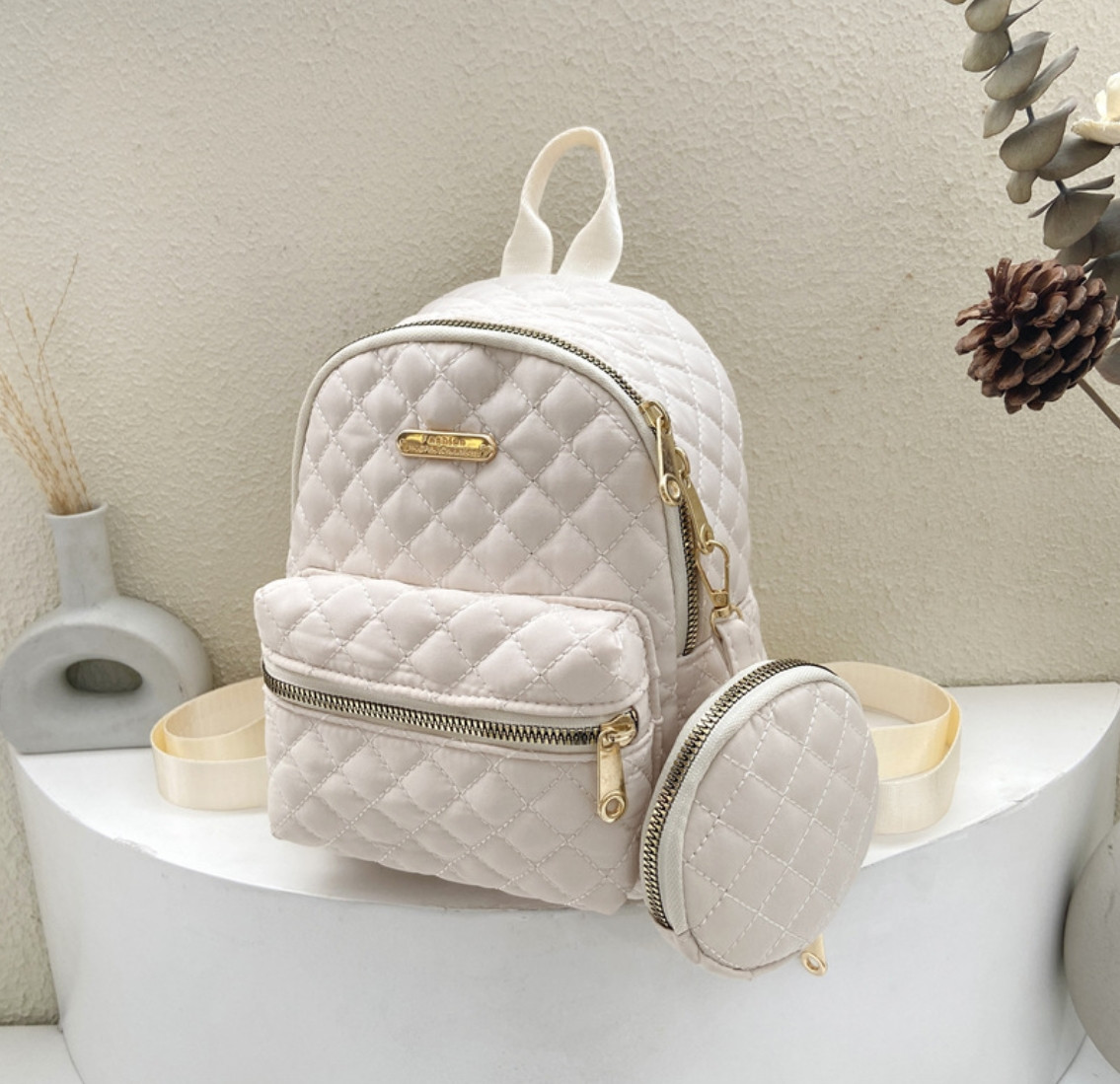 Стьобаний жіночий  рюкзак з міні гаманцем