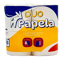 Туалетний папір білий "Papela" Duo 2 шари. (4 шт.), 120 відривів