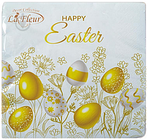 Серветка ТМ "La Fleur" 33х33, 2ша, 16 шт., "Золотисті пісанки"