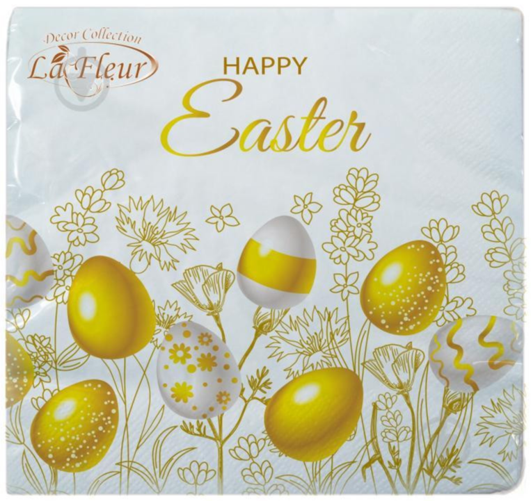 Серветка ТМ "La Fleur" 33х33, 2ша, 16 шт., "Золотисті пісанки", фото 1