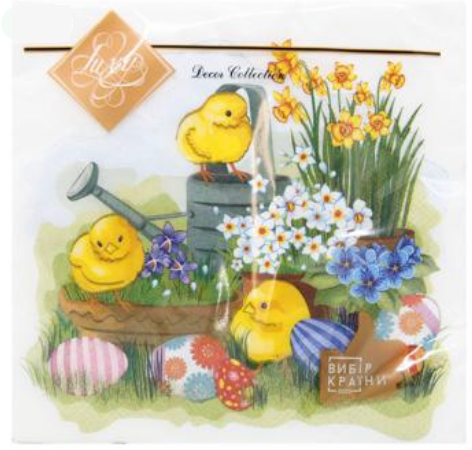 Серветка ТМ "Luxy" 33х33, 3 шари, 18 шт., "Крошечки в саду", фото 1