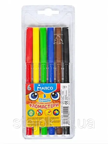 Набір фломастерів Marco 6 кольорів, фото 1