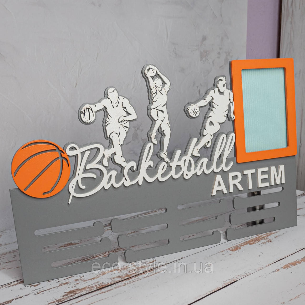 Тримач для медалей по Баскетболісту. Медальница Баскетбол, Полиця для медалей по Баскетболу, Холлдер для медалей, фото 1