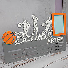 Тримач для медалей по Баскетболісту. Медальница Баскетбол, Полиця для медалей по Баскетболу, Холлдер для медалей