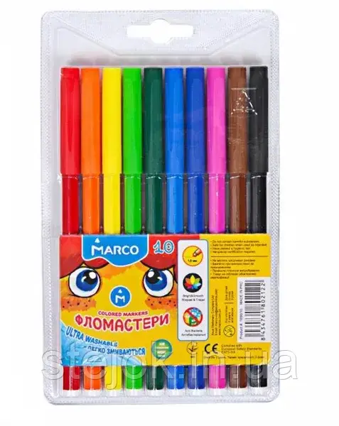 Набір фломастерів Marco 10 кольорів, фото 1