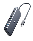 USB-Хаб Anker 341 USB-C Hub (7-в-1) універсальний хаб на 7 портів з підтримкою SD-карт, Grey, фото 3