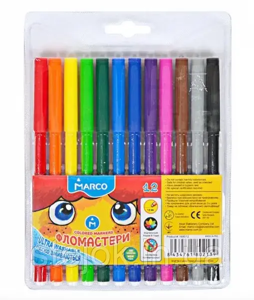 Набір фломастерів Marco 12 кольорів, фото 1