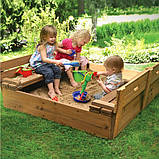 Дитяча пісочниця 145х145 см. з натурального дерева кольорова, фото 4