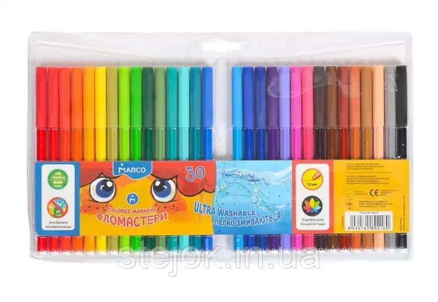 Набір фломастерів Marco 30 кольорів, фото 1