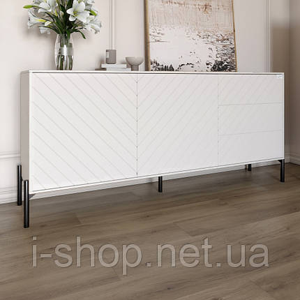 Комод з чорними металевими ніжками LION Амарант 168x40x76,5 см Бетон Style/Білий (LION-041907), фото 1
