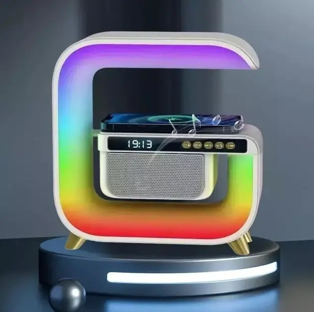Смарт-лампа настільна, нічник HM-G3 G-Smart Light RGB з Bluetooth-колонкою та бездротовою зарядкою