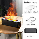 Зволожувач повітря, аромадифузор з ефектом полум’я Flame Diffuser Humidifier з підсвіткою, ультразвуковий, USB​, фото 3