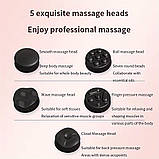 Масажер для м’язів, ударний масажний пістолет Fascial Gun YX-720 з 5 насадками, перкусійний, акумуляторний, фото 5