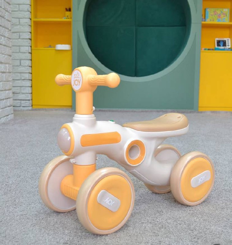 Велобіг дитячий 4-х колісний Corso JOY TL-75-402 пластикова рама, світло, озвучено українською Жовтий, фото 1