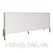 Комод з золотими металевими ніжками LION Амарант 168x40x76,5 см Бетон Style/Білий (LION-041955), фото 3