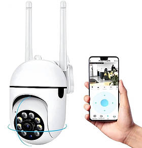 Wifi камера відеоспостереження, IP Wi-Fi відеокамера PTZ-A1 2MP з віддаленим доступом вулична + блок живлення