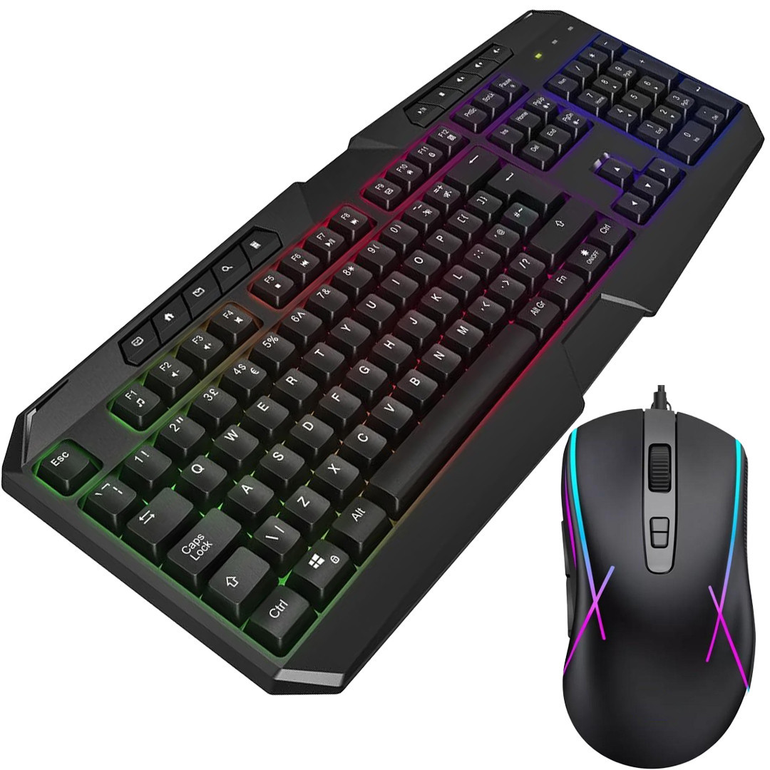 Ігрова клавіатура, комплект з мишею UKC 9541 USB, RGB-підсвітка, провідний, для ПК і ноутбука