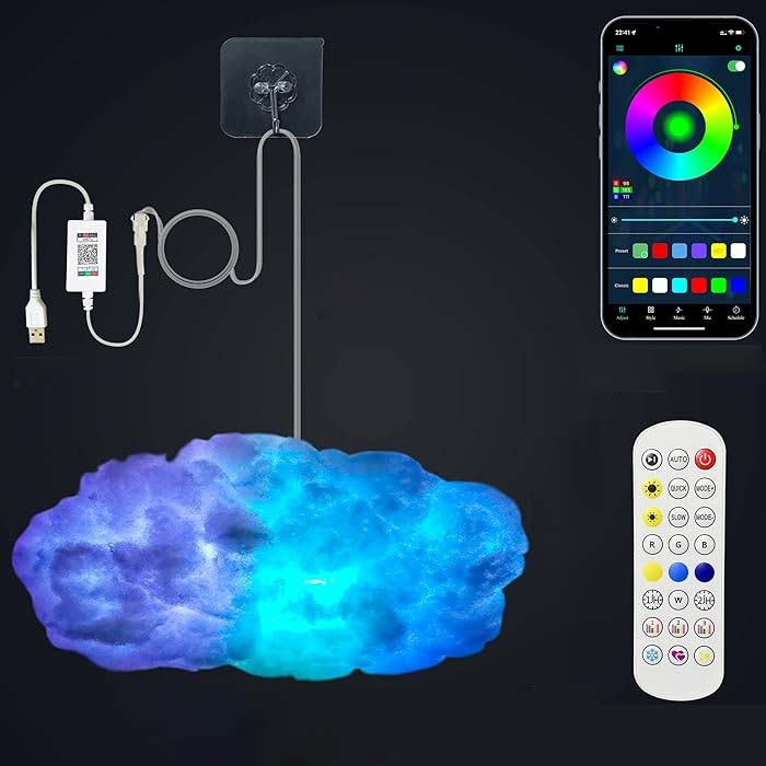 Світильник хмара, декоративна 3D LED RGB-лампа у формі хмари з Bluetooth-колонкою та пультом керування