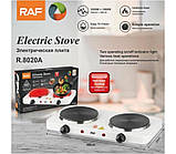 Електроплита настільна, плита з двома конфорками RAF-8020A 2000 Вт, дискова, побутова, регулювання потужності​, фото 6