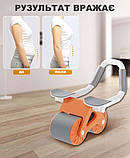 Тренажер для преса, ролик для м'язів живота з килимком Supretto подвійне колесо, фітнес-тренажер для дому, фото 5