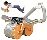 Тренажер для преса, ролик для м'язів живота з килимком Supretto подвійне колесо, фітнес-тренажер для дому, фото 6