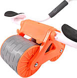 Тренажер для преса, ролик для м'язів живота з килимком Supretto подвійне колесо, фітнес-тренажер для дому, фото 7