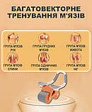 Тренажер для преса, ролик для м'язів живота з килимком Supretto подвійне колесо, фітнес-тренажер для дому, фото 10