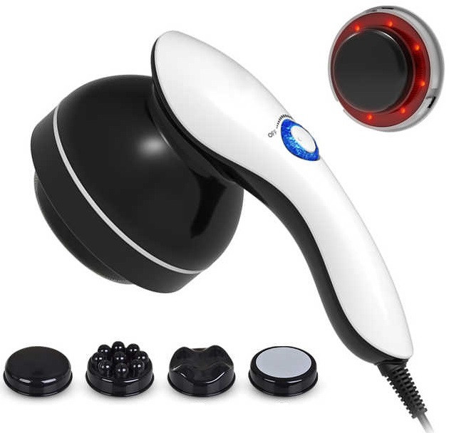 Антицелюлітний ручний масажер, електричний вібромасажер Body Massager PL-664 для тіла з 4 насадками