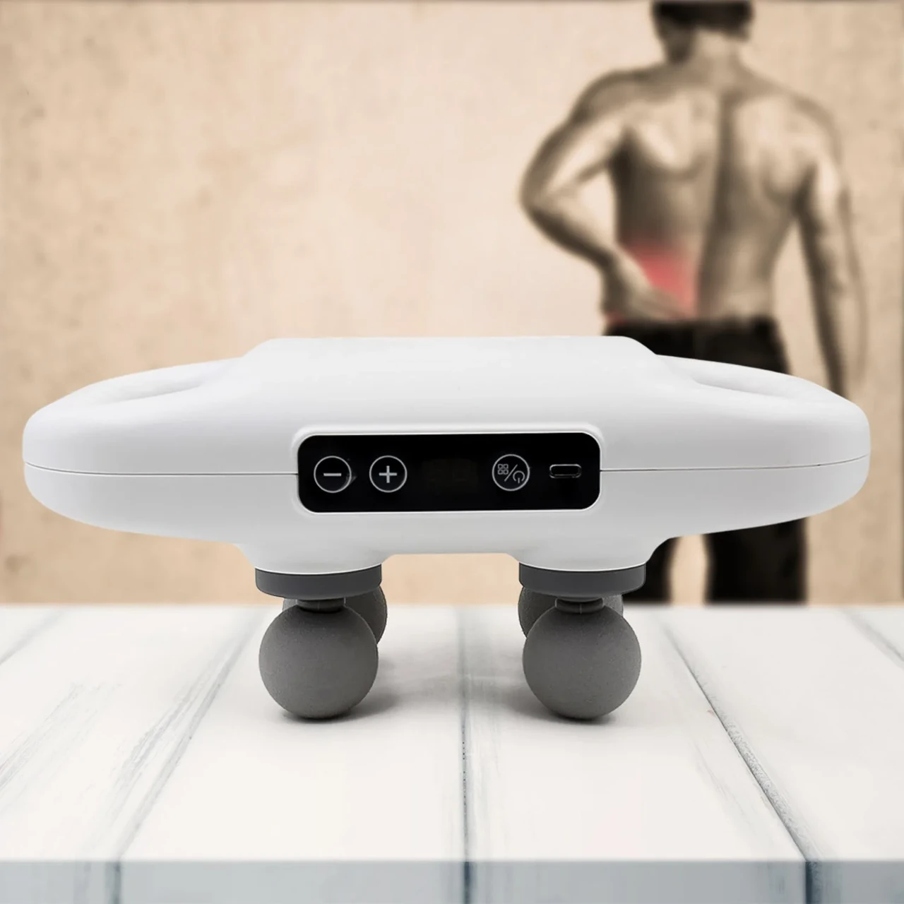 Масажер для м’язів, ударний вібропістолет Massage Gun S2 з 4 насадками, акумуляторний, перкусійний, портативний