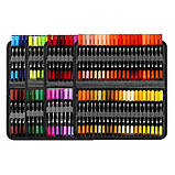Набір маркерів, двосторонні Dual Brush Pens 168 шт, у чохлі, для скетчингу і творчості, фото 2