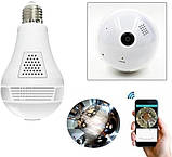 Лампа e27 з IP відеоспостереженням H-302L WiFi панорамна камера-лампочка з відеореєстратором, фото 5