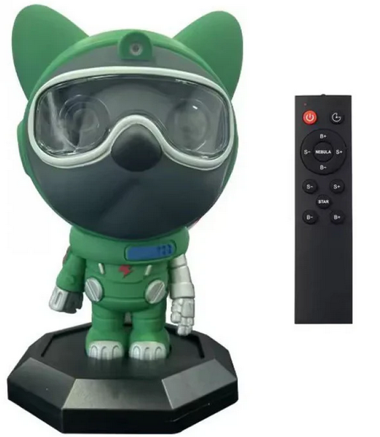 Проектор нічник, зоряне небо Nebula Dog Projector у формі космічної собаки, зелений корпус, світло і ефекти