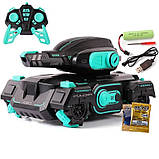 Танк на радіокеруванні, іграшковий всюдихід для дітей CП-098 Green стріляє водяними кульками, акумуляторний, фото 2