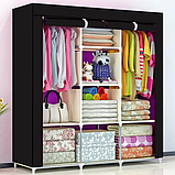 Шафа для одягу, складана тканинна шафа STORAGE WARDROBE 88130 на 3 секції 130×45×175 см, каркасна, портативна, фото 3