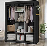 Шафа для одягу, складана тканинна шафа STORAGE WARDROBE 88130 на 3 секції 130×45×175 см, каркасна, портативна, фото 6