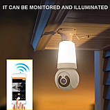 Лампочка E27 з відеоспостереженням, Бездротова IP WiFi відеокамера-лампа 4MP для V380Pro APP, фото 6