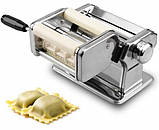 Машинка для тіста, ручна тісторозкатка для пасти та локшини RAF R.6670 з насадкою для равіолі, нержавіюча сталь, фото 3