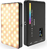 Світло для відеозйомки, RGB накамерна лампа Andoer W140 акумуляторна, 140 LED, 2500–9000K, для фото і відео, фото 2