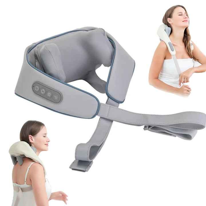 Масажер ударний, масажер для шиї і плеч Massager Shoulder Neck SF-L9 з підігрівом, акумуляторний