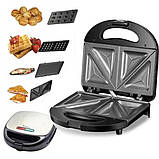Мультимейкер 4в1, вафельниця гриль Domotec MS-7704 1000 Вт, орешниця, бутербродниця зі змінними панелями, фото 2