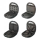 Мультимейкер 4в1, вафельниця гриль Domotec MS-7704 1000 Вт, орешниця, бутербродниця зі змінними панелями, фото 5