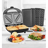 Мультимейкер 4в1, вафельниця гриль Domotec MS-7704 1000 Вт, орешниця, бутербродниця зі змінними панелями, фото 6