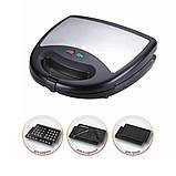 Мультимейкер 4в1, вафельниця гриль Domotec MS-7704 1000 Вт, орешниця, бутербродниця зі змінними панелями, фото 7